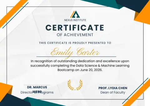 Nexus Institute Bold Geometric Certificate of Achievement certificate template