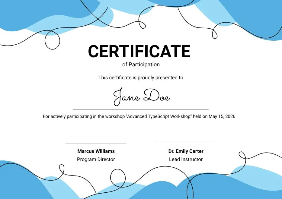 Blue Abstract Waves Participation Certificate thumbnail