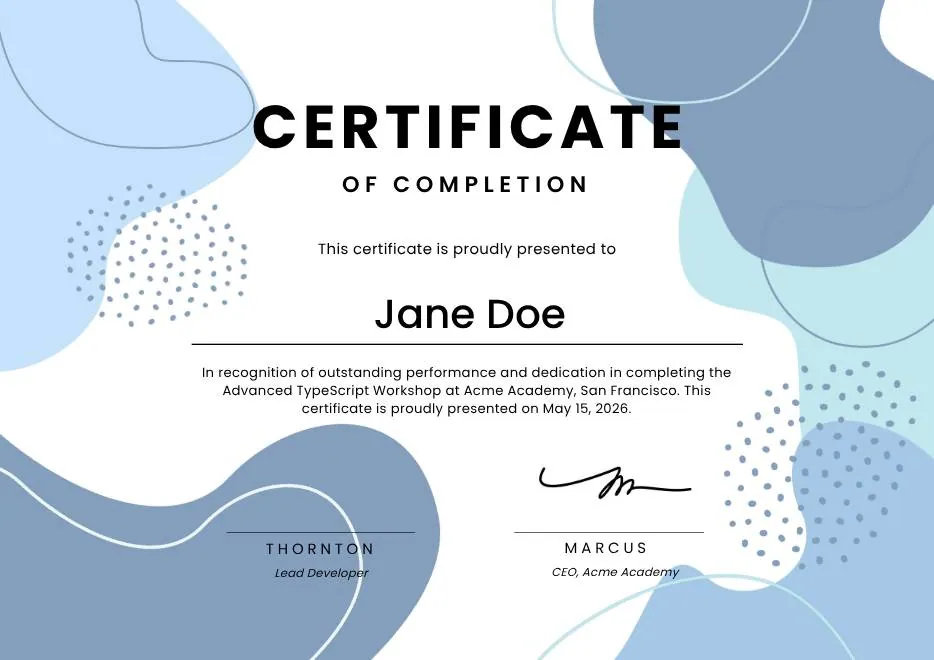Blue Modern Certificate of Completion thumbnail