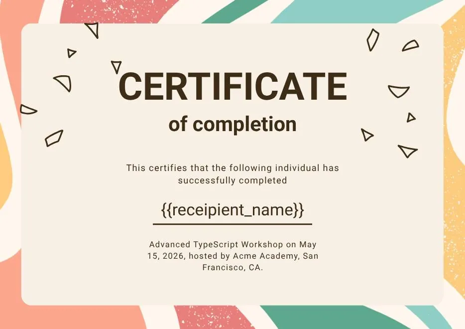 Certificate of Completion in Colorful Abstract Modern Style thumbnail