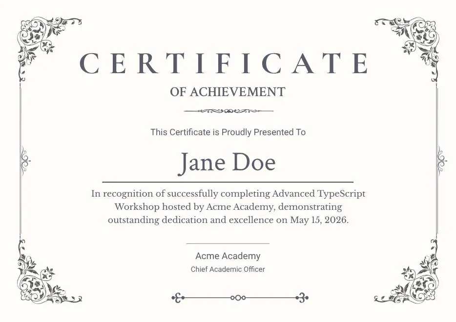 Classic Floral Border Certificate of Achievement thumbnail