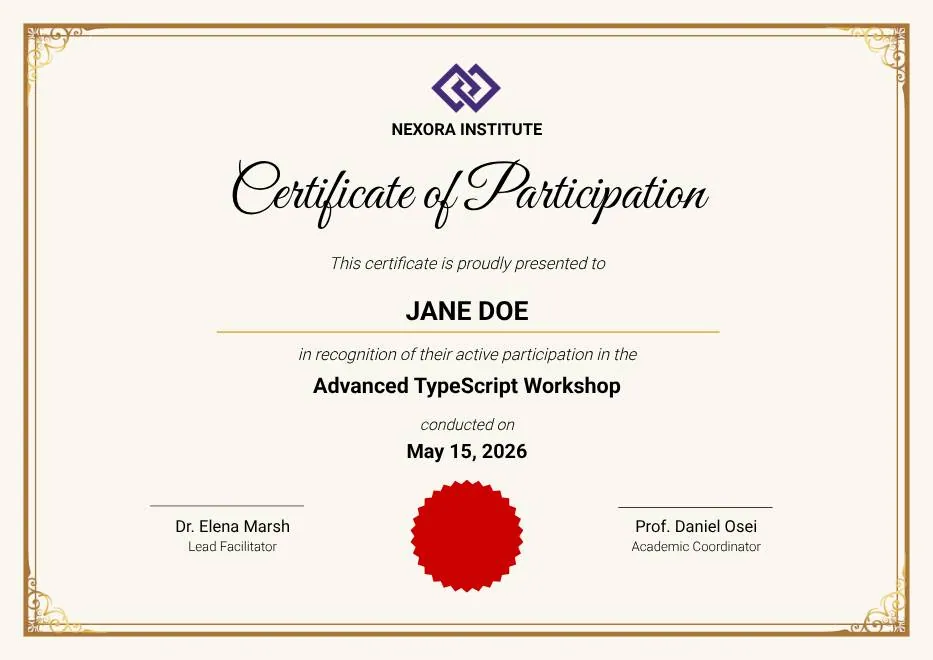 Gold Elegant Workshop Participation Certificate thumbnail