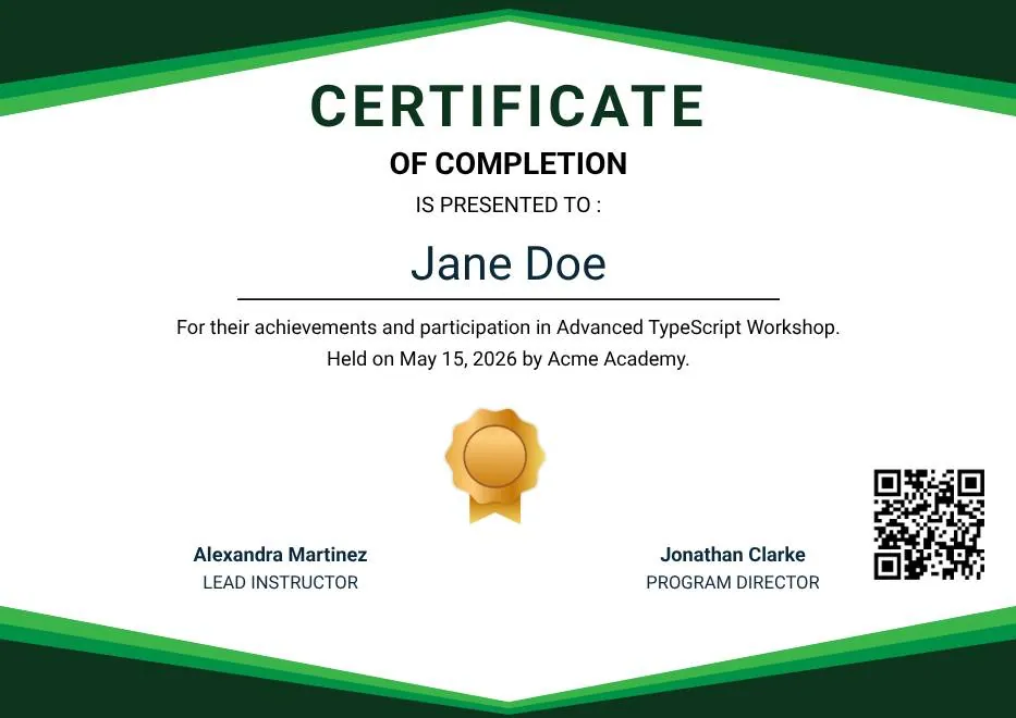 Green Modern Event Completion Certificate thumbnail