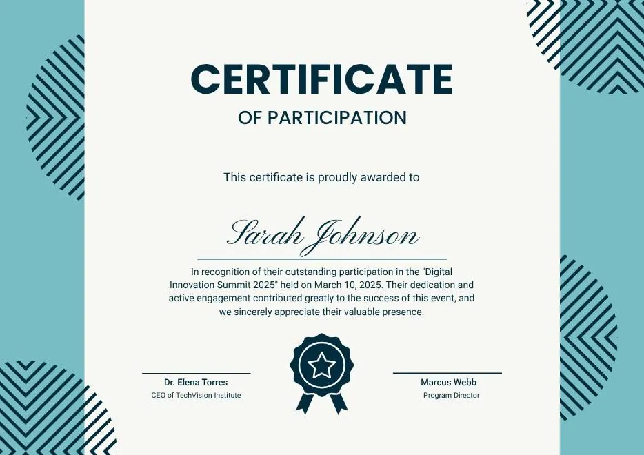 Teal Geometric Participation Certificate thumbnail