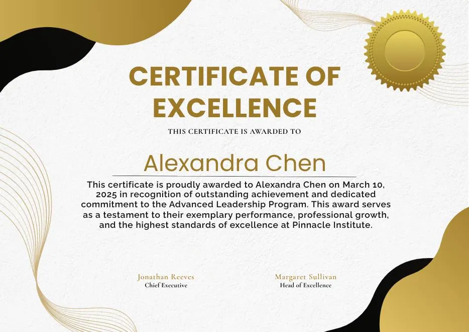 White and Gold Modern Awards Certificate