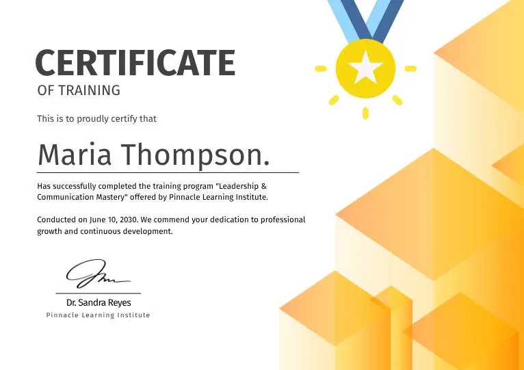 White and Yellow Modern Leadership Training Certificate thumbnail